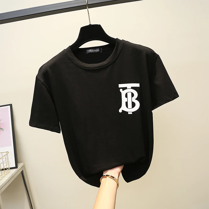 Ins نمط إلكتروني طباعة تيشيرت صيفي النساء أسود أبيض الإناث تي شيرت القطن 2018 الجدة المحملة قميص فام المتناثرة الشارع الشهير Ins نمط إلكتروني طباعة تيشيرت صيفي النساء أسود أبيض الإناث تي شيرت القطن 2018 الجدة المحملة قميص فام المتناثرة الشارع الشهير