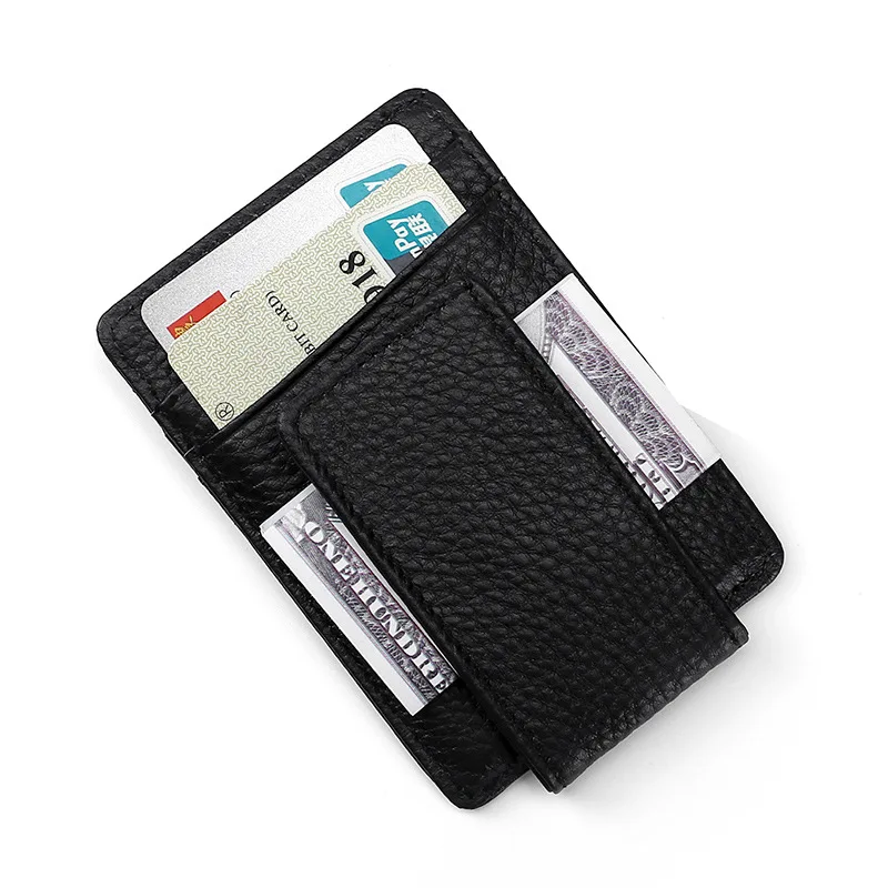 

First Layer Leather Card Holder Casual Simple Magnetic Buckle Us Dollar Card Holder Leather Small Wallet Wallet