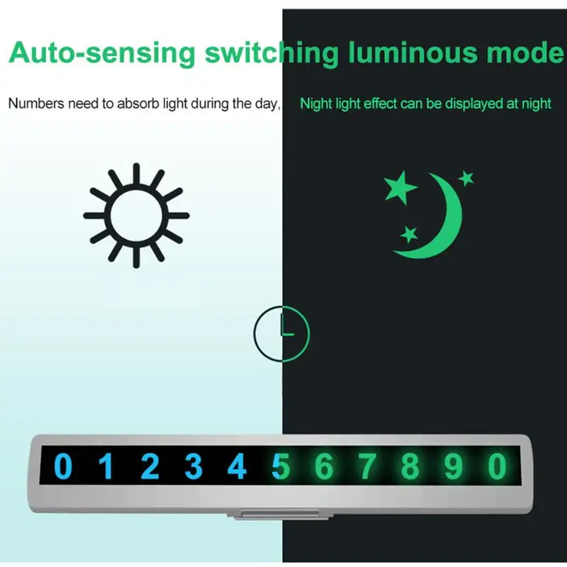 Автомобильная внутренняя парковочная номерная табличка, светящаяся Ночная Временная номерная табличка для парковки, светящаяся Скрытая устойчивая к высоким температурам