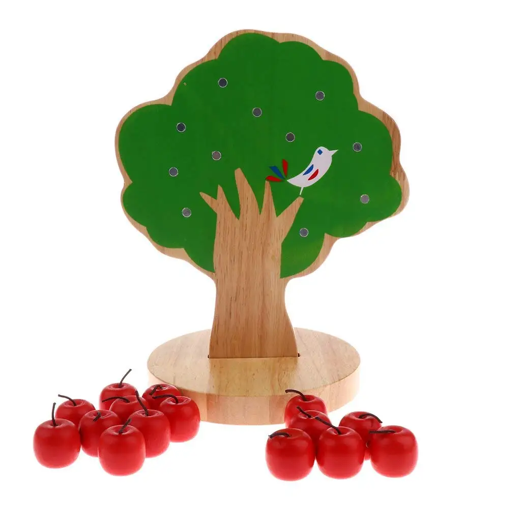  Montessori Wooden Educational Toy Tree and Apple Magnetic Math Counting Game Preschool Learning Edu