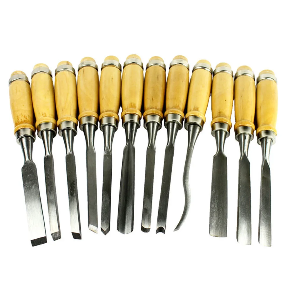 

12Pcs Wood Carving Hand Chisel Professional Woodworking Gouges Steel Tool Set
