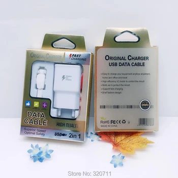 

Universal Retail Display Gift Paper Box with Blister Tray for iphone Samsung huawei 2 in 1 USB Cable Wall Travel Charger Kits