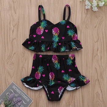 

Pineapple Print Swimsuit Suit Polyester Infant Swimwear Swimwear Girls Two Piece Girl Swimwear