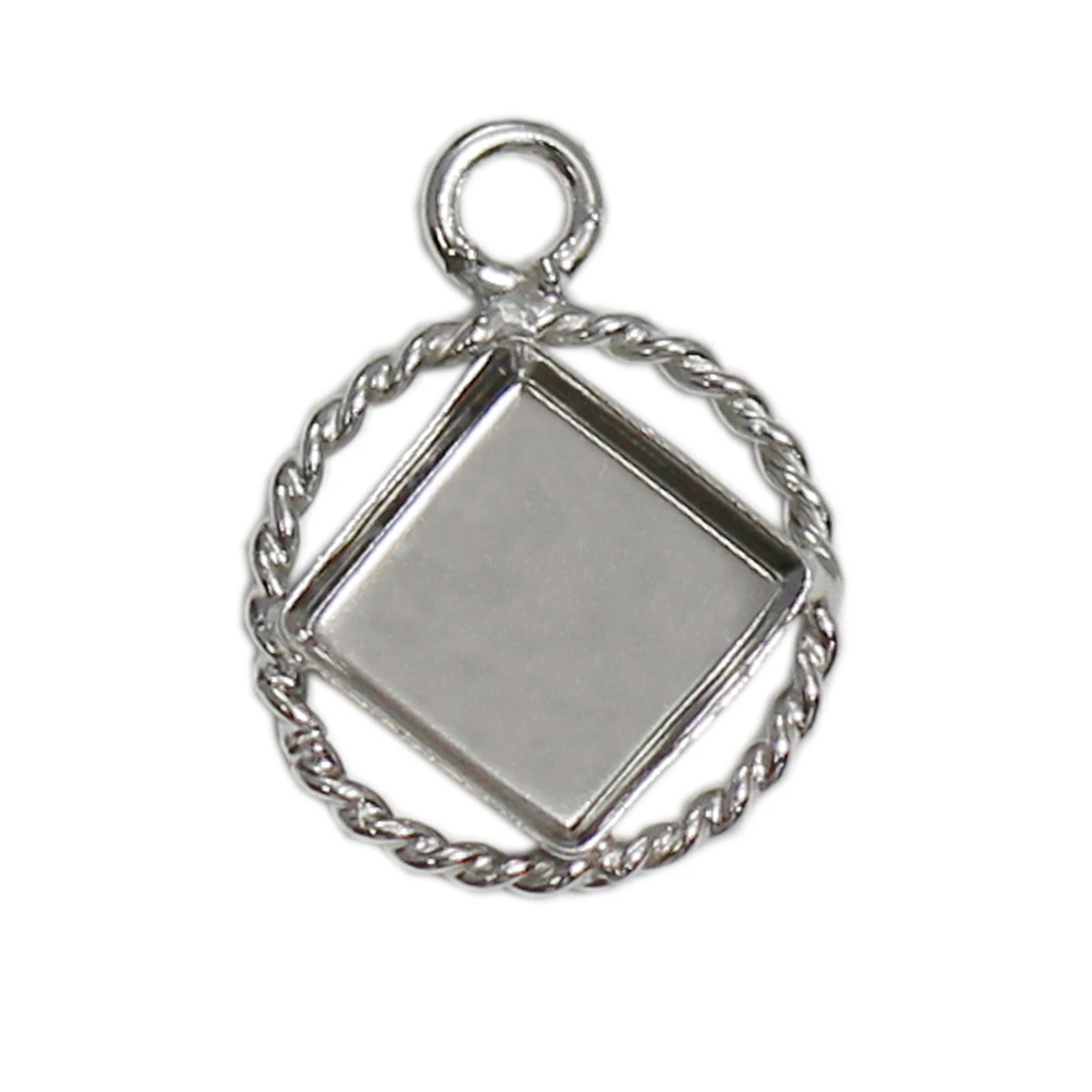 

Beadsnice Sterling Silver 925 Lacework Rhombus Pendant Bezel Cup Tray Setting Flat