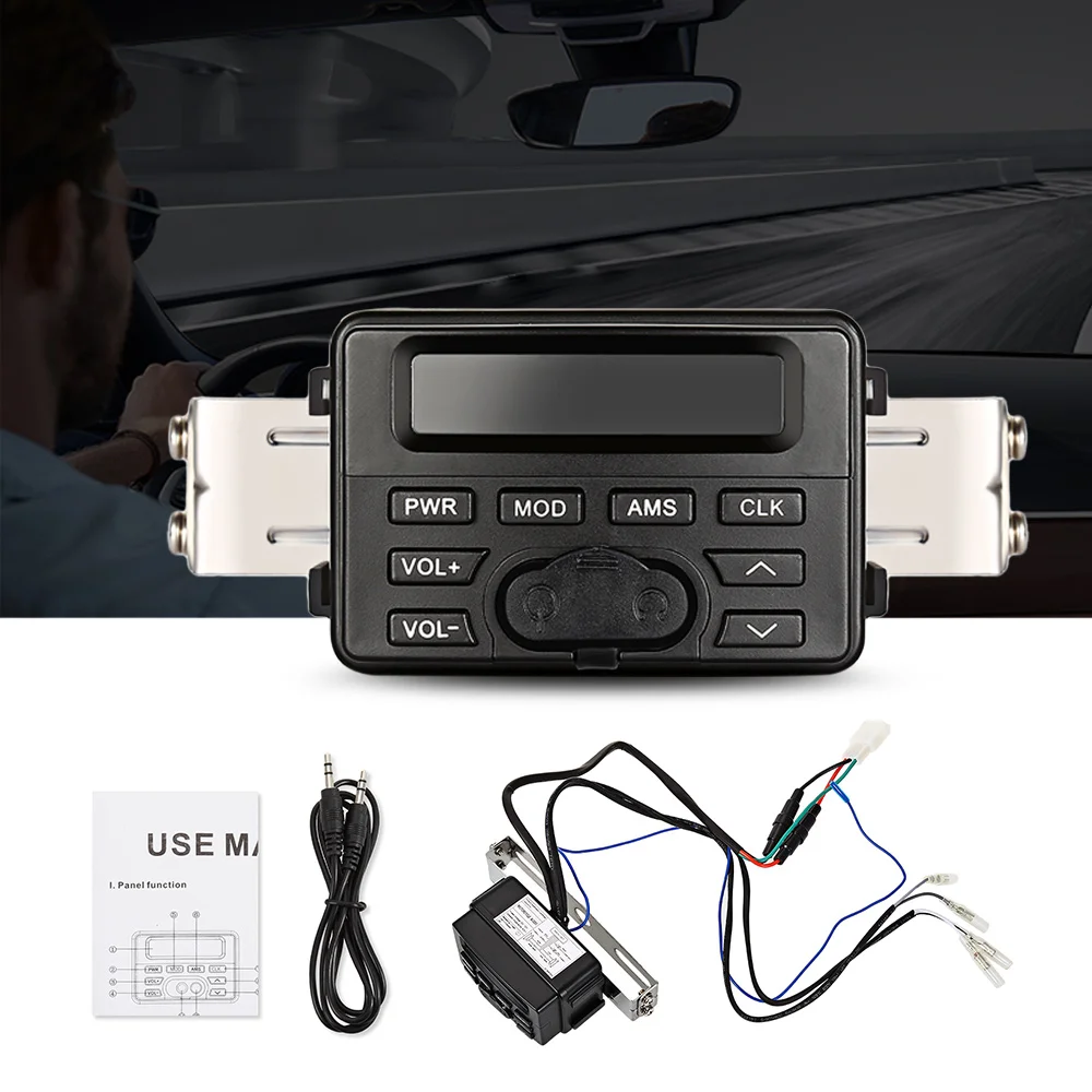 

DC 12V MT723 Waterproof Motorcycle Bluetooth Audio Player FM Radio Host Support External MP3