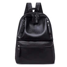 Женские рюкзаки из искусственной кожи, Большая вместительная сумка для девочек-подростков, модный однотонный рюкзак, женские черные рюкзаки, женские рюкзаки