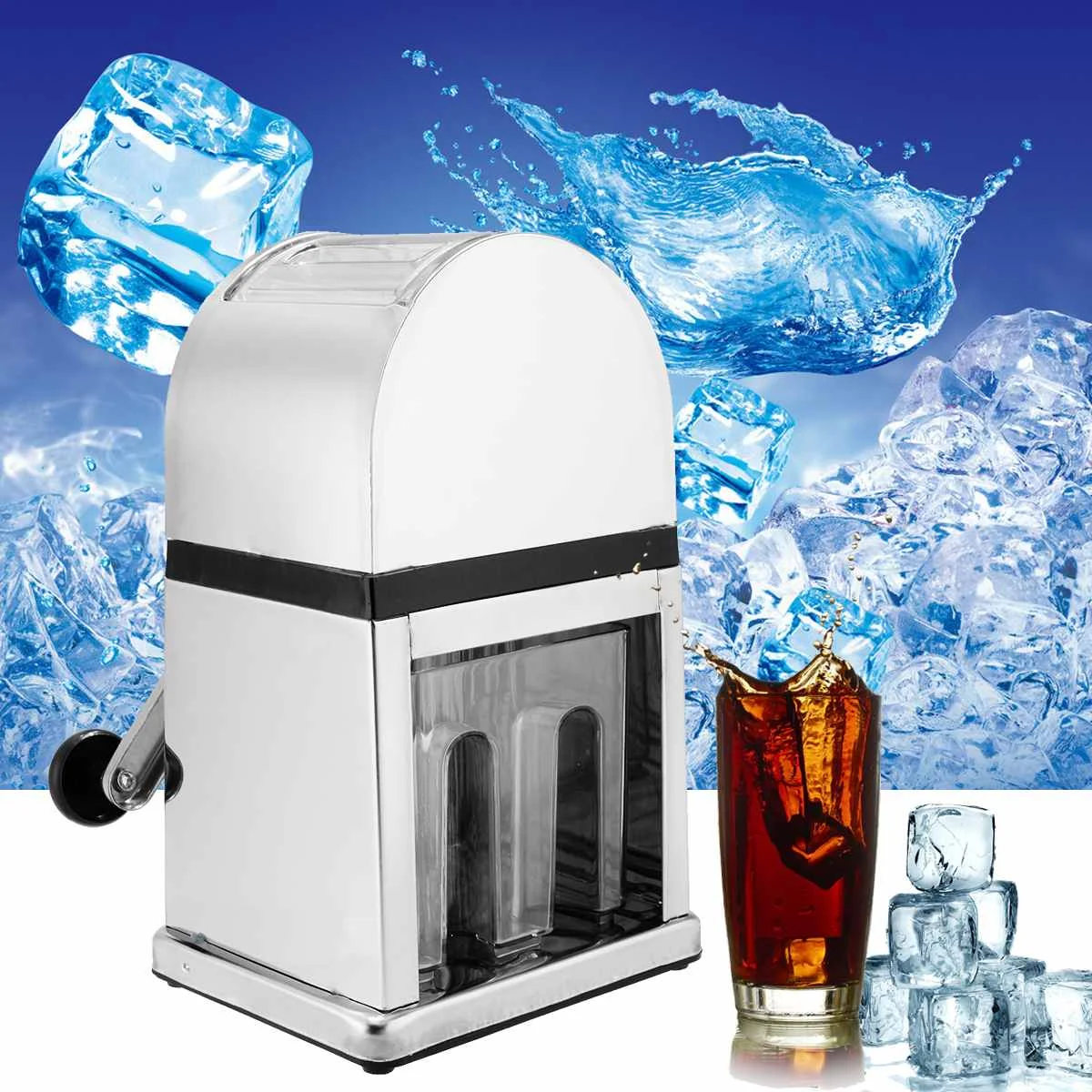 

Stainless Steel Ice Crusher Home Bar Manual Ice Crusher Shaver Snow Cone Maker Ice Block Breaking Machine Slush Machine