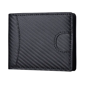 

Slim Wallets Leather Men Solid Men's Short Wallet Genuine Leather RFID Blocking Credit Card Holders Male Black Luxury Quality