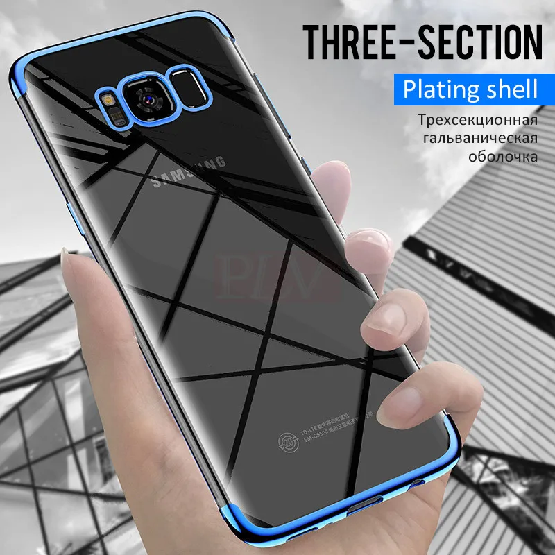 

PLV Plating Soft TPU Cases On The For Samsung Galaxy s8 s9 Plus Note 8 Shockproof Clear phone case For Samsung S6 S7 edge case