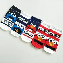 Носки с героями мультфильмов «Улица Сезам», «Элмо», «печенья», «Монстр», забавная новинка, персонализированные удобные женские хлопковые носки, chaussette femme