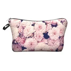 Милый шаблон сумка Дорожный Чехол косметический макияж Сумка (розовые розы)