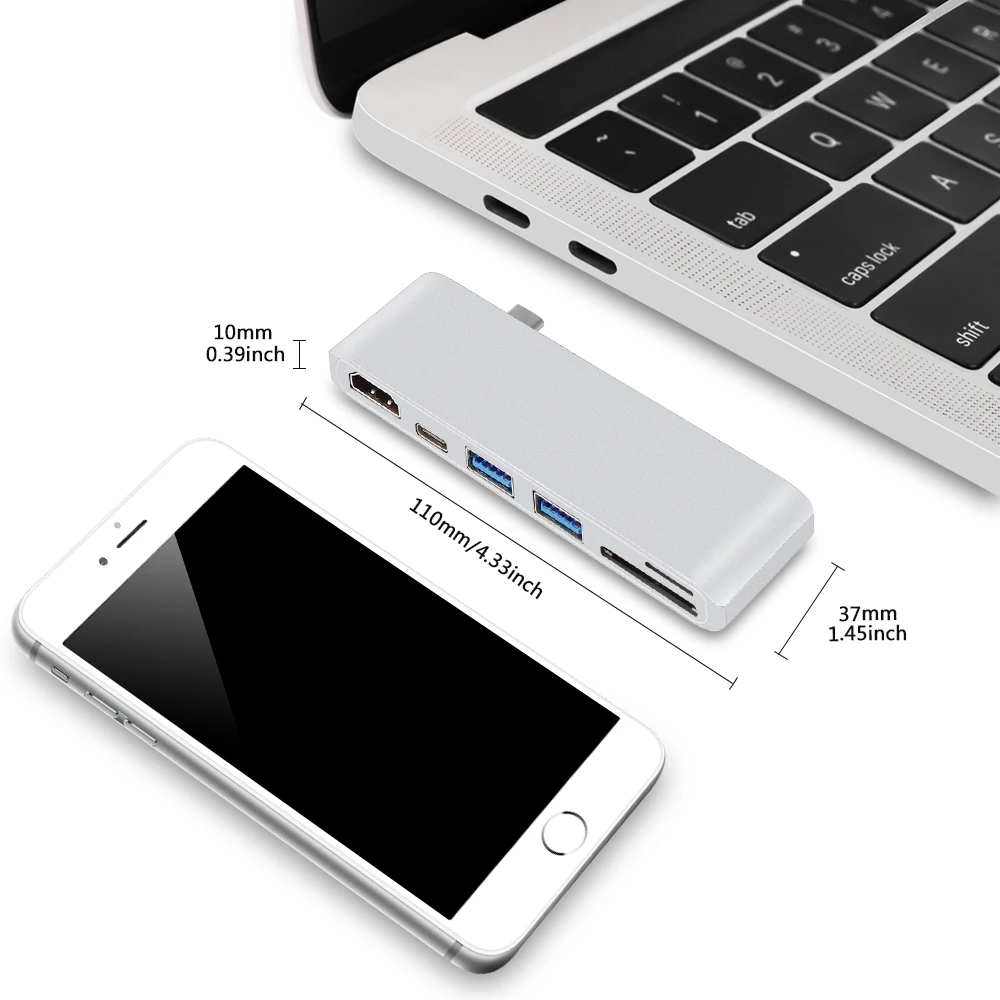 USB C Тип концентратор HDMI 4K с SD/устройство для считывания tf карт слот PD адаптер
