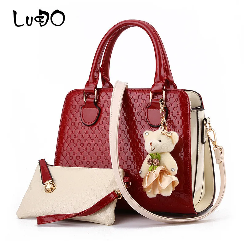 LUCDO 2 Bags مركب أكياس العلامة التجارية النساء حقيبة أعلى-حقائب بيد الحلوى اللون بو الجلود حقيبة ساع يد السيدات مخلب كيس LUCDO 2 Bags مركب أكياس العلامة التجارية النساء حقيبة أعلى-حقائب بيد الحلوى اللون بو الجلود حقيبة ساع يد السيدات مخلب كيس