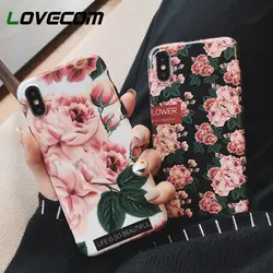 LOVECOM Винтаж цветок чехол для iPhone XS Max XR XS X 6 6 S 7 8 плюс полный средства ухода за кожей мягкий IMD буквы Телефон задняя крышка чехол Подарок