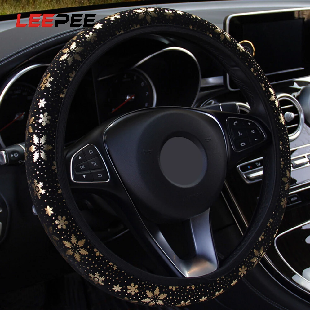 

LEEPEE Shiny Snowflake Diameter 38cm Universal Car Steering-wheel Covers Car Accessories Car Steering Wheel Cover Car-styling
