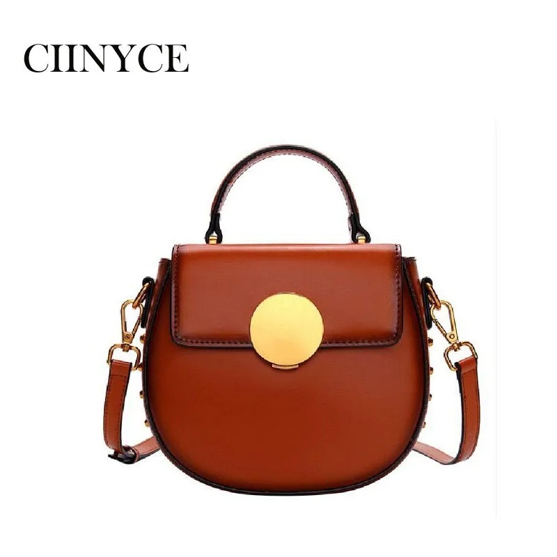 

Women small saddle handbags Genuine Cow Leather Female Totes Shoulder Ladies Messenger Bag Hard Cross body 2019 Spring Summer