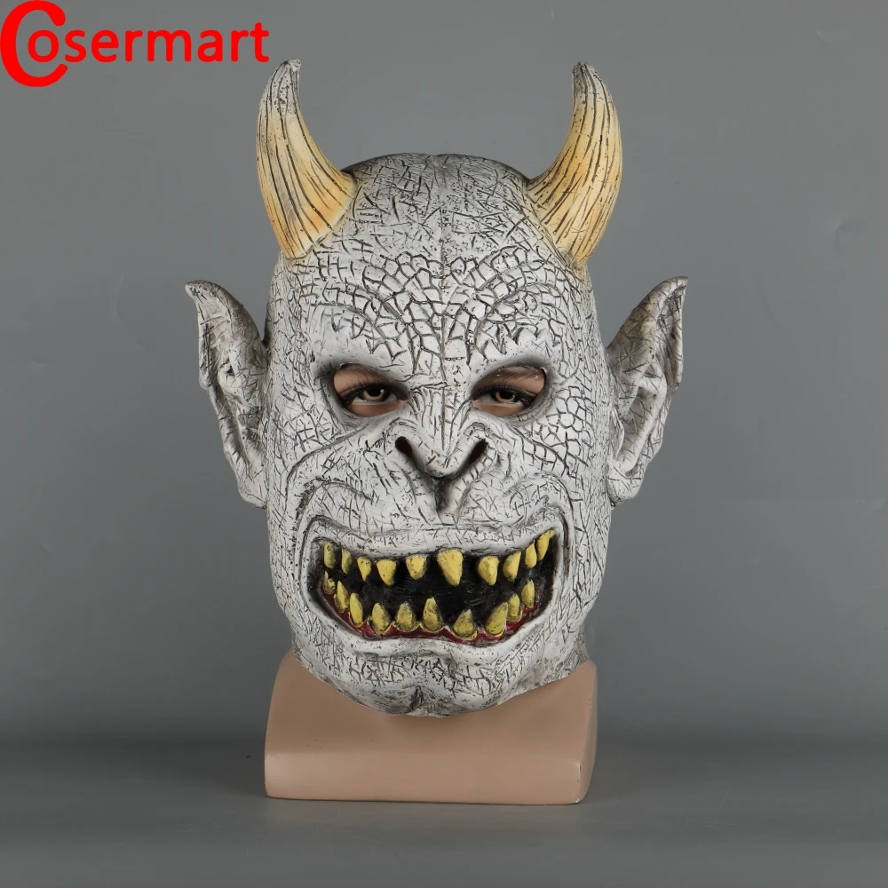 Cosermart страшный демон дьявол Ужасы Хэллоуин Латексная Маска с рогом косплей