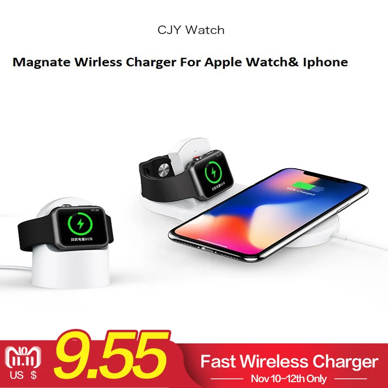 

1 USD OFF!! magnetic wireless Charger Fast Charging For Apple Watch 1 2 3 4 for and for iphone X XS Fast wireless charger