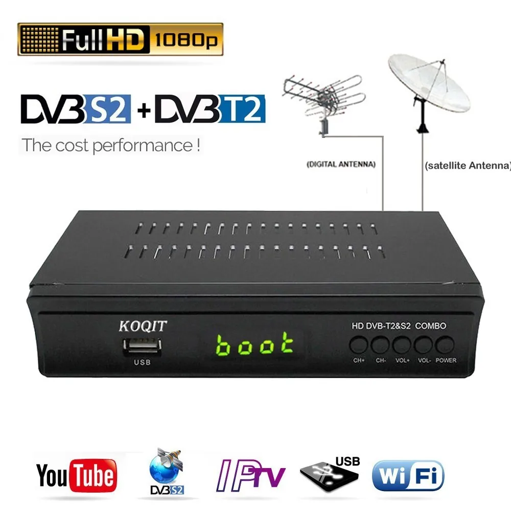 

Digital TV Box Terrestrial TV Tuner DVB-T2 Combo Receptor DVB-S2 Satellite Receiver Wifi Iptv Media Player Youtube BissVu EPG