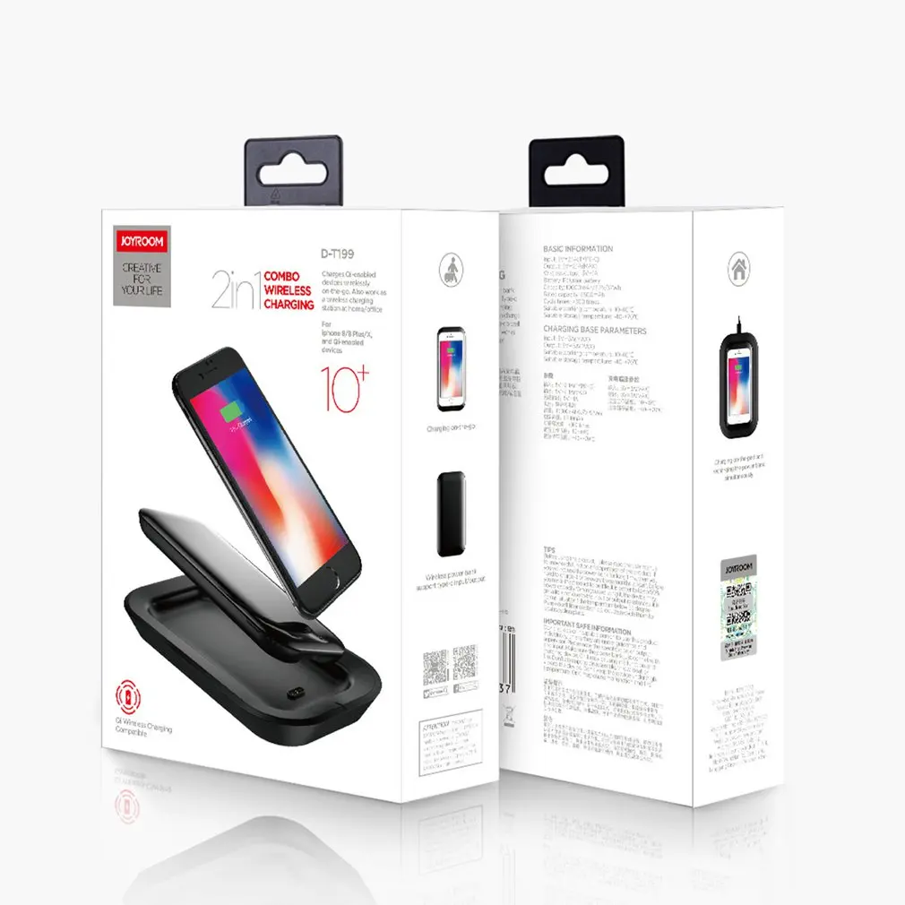 T199 2 In 1 Wireless Charger Mobile Power Supply With Base 10000mAh Desktop Mobile Phone Wireless Power Bank