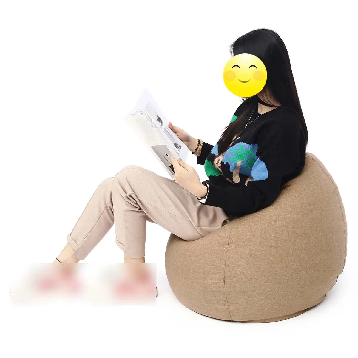 60*70cm Lazy Bean Bag Sofa Chair Linen Cloth Lounger Seat Couch Bean Bag Pouf Puff Couch Tatami Living Room for Kids Adults 60*70cm Lazy Bean Bag Sofa Chair Linen Cloth Lounger Seat Couch Bean Bag Pouf Puff Couch Tatami Living Room for Kids Adults