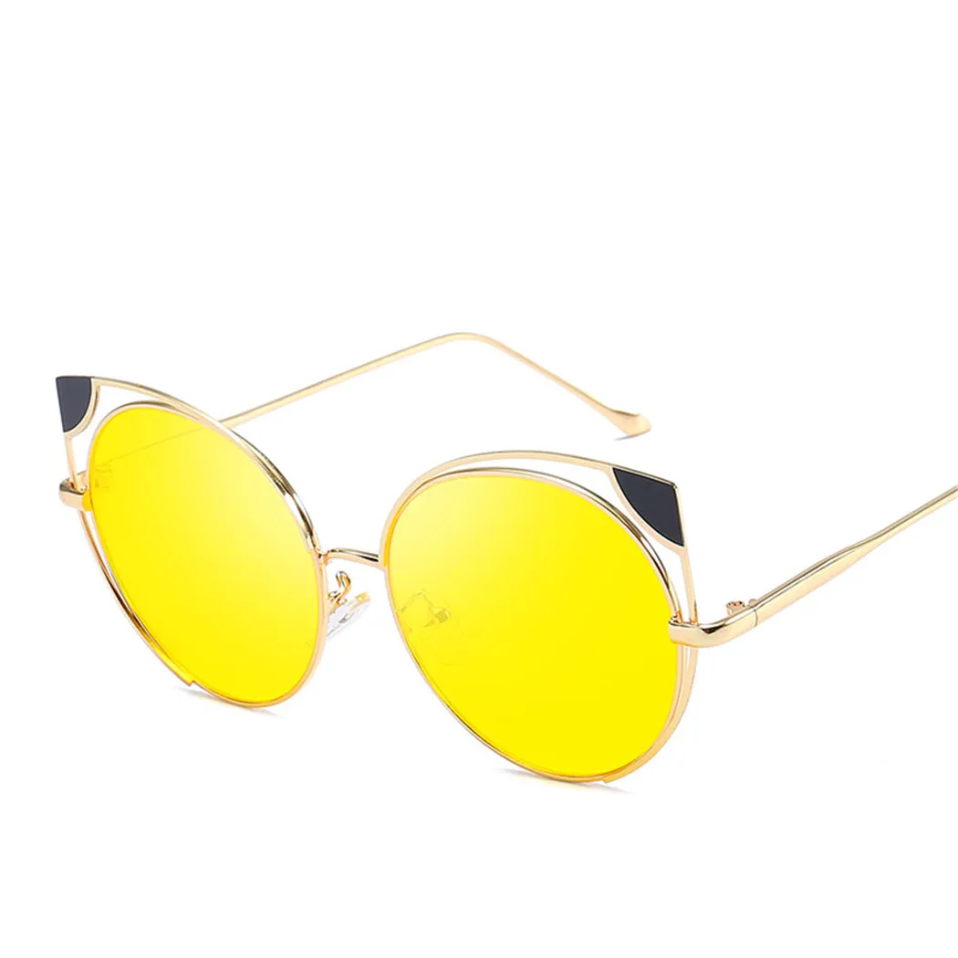 Модные солнцезащитные очки кошачий глаз женские сексуальные полый металлический каркас солнцезащитные очки винтажная, брендовая, дизайнерская, в стиле хип-хоп Солнцезащитные очки женские оттенки