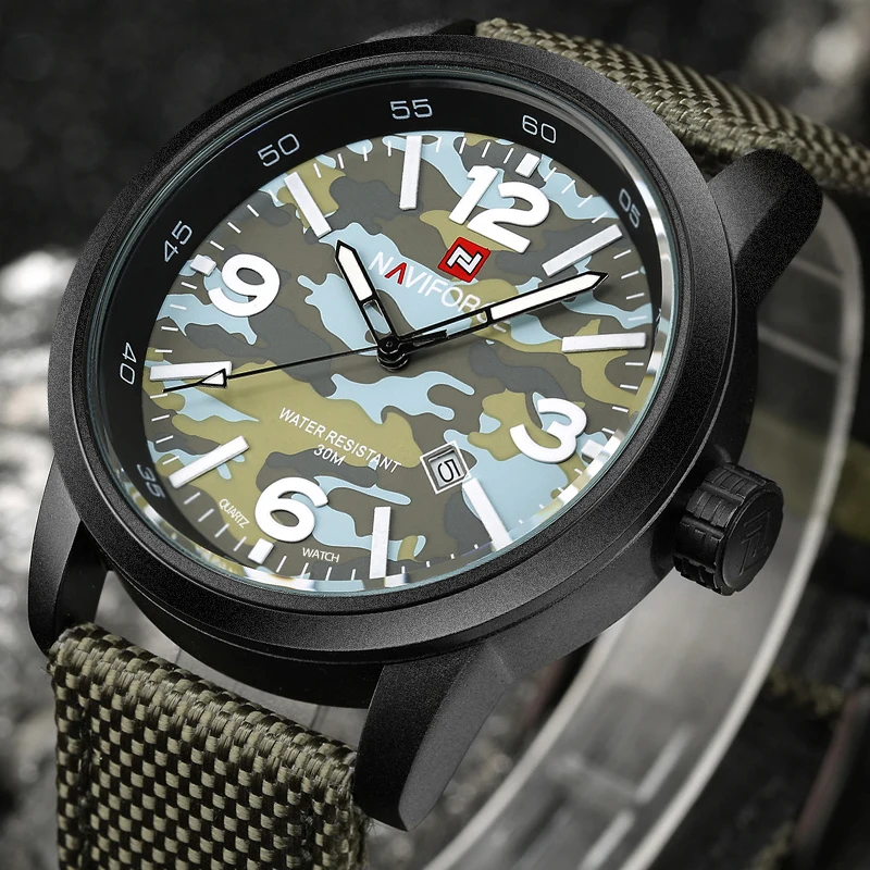 

NAVIFORCE Top Brand Men's Fashion Military Sports Watches Waterproof Quartz Wrist Watch Nylon Strap Clock Male Relogio Masculino