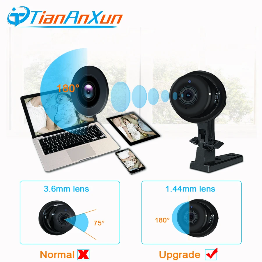  Tiananxun IP Mini Wifi Camera Wireless Security Wi-Fi Cameras For Home Smart 180 Degree HD CCTV Sur - 32981325837