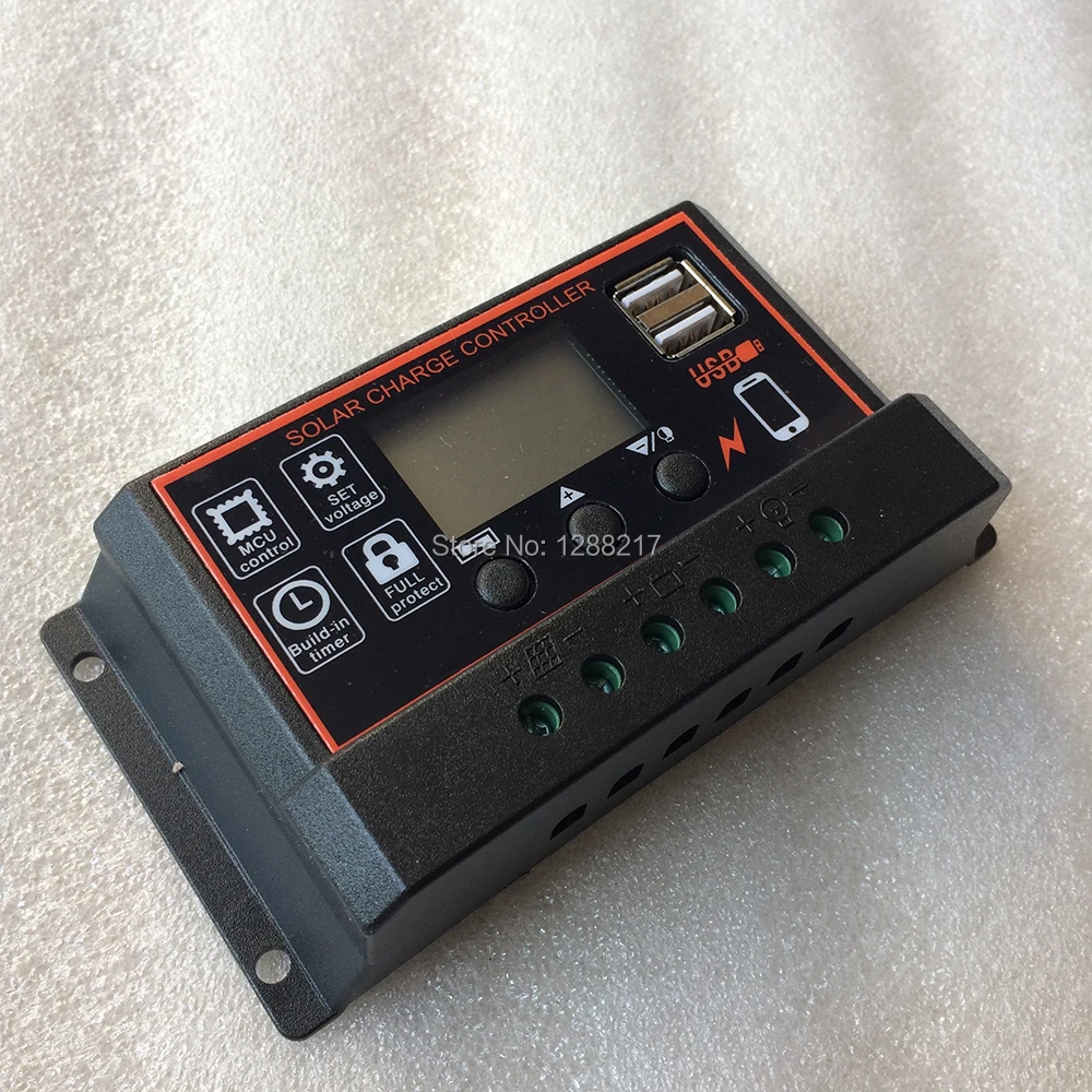 

Solar Charge Controller 12V24V Auto 10A20A30Amps Solar Battery Charger Solar PV Regulators with LCD Display and 5V USB