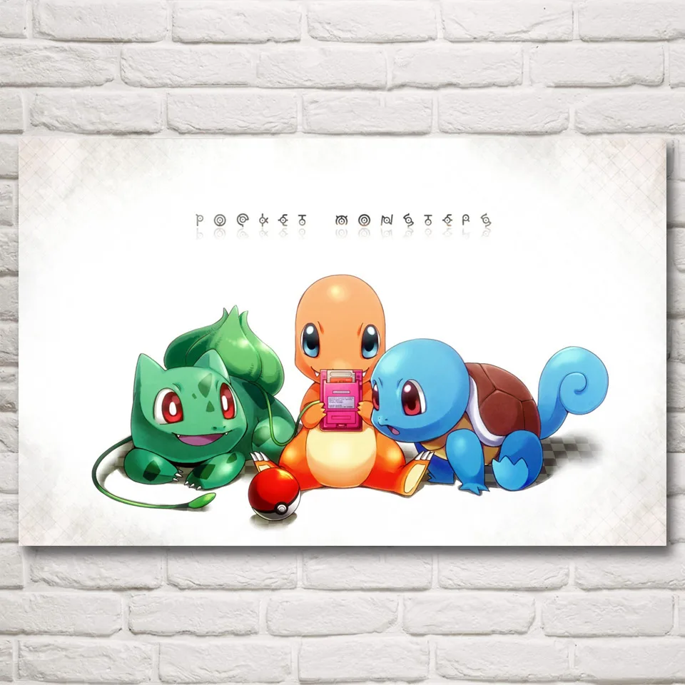 

1 Piece Cartoon Wall Stickers Pokemon Pocket Monster Digimon Monster Anime Poster Canvas Paintings for Children Room Wall Decor