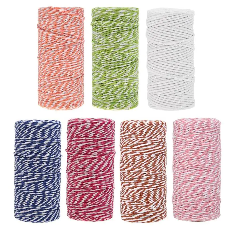 

100m/roll Colorful Cotton Baker Twine String DIY Craft Cotton Cords Rope for Pastry Gift Package Rope Party Home Decoration