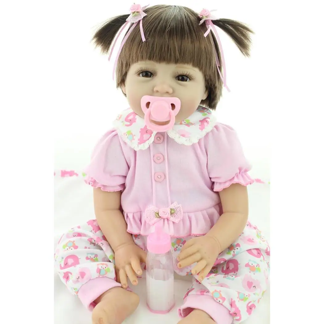 

Kids Soft Silicone Realistic With Clothes Reborn Pink Collectibles, Gift, Playmate 2-4Years Unisex Baby Doll