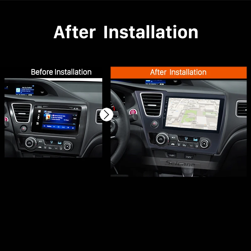 Top Seicane 2 Din 9" Android 8.1 Car GPS Navigation Radio Multimedia Player For 2014 2015 2016 2017 HONDA CIVIC Support 3G Wifi SWC 5
