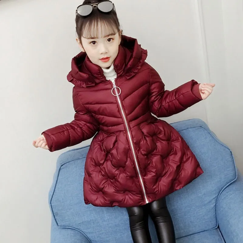 

Kids Winter Jacket For Girls Outerwear Coats Clothing Fashion 2019 Children Solid Hooded Warm Parkas Baby Big Girl Tops Clothes