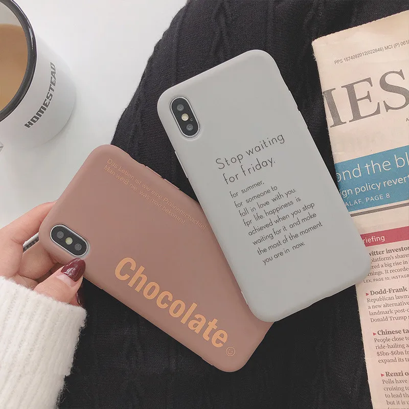 Art Letter Solid color Korean Phone Case For iPhone 7 7