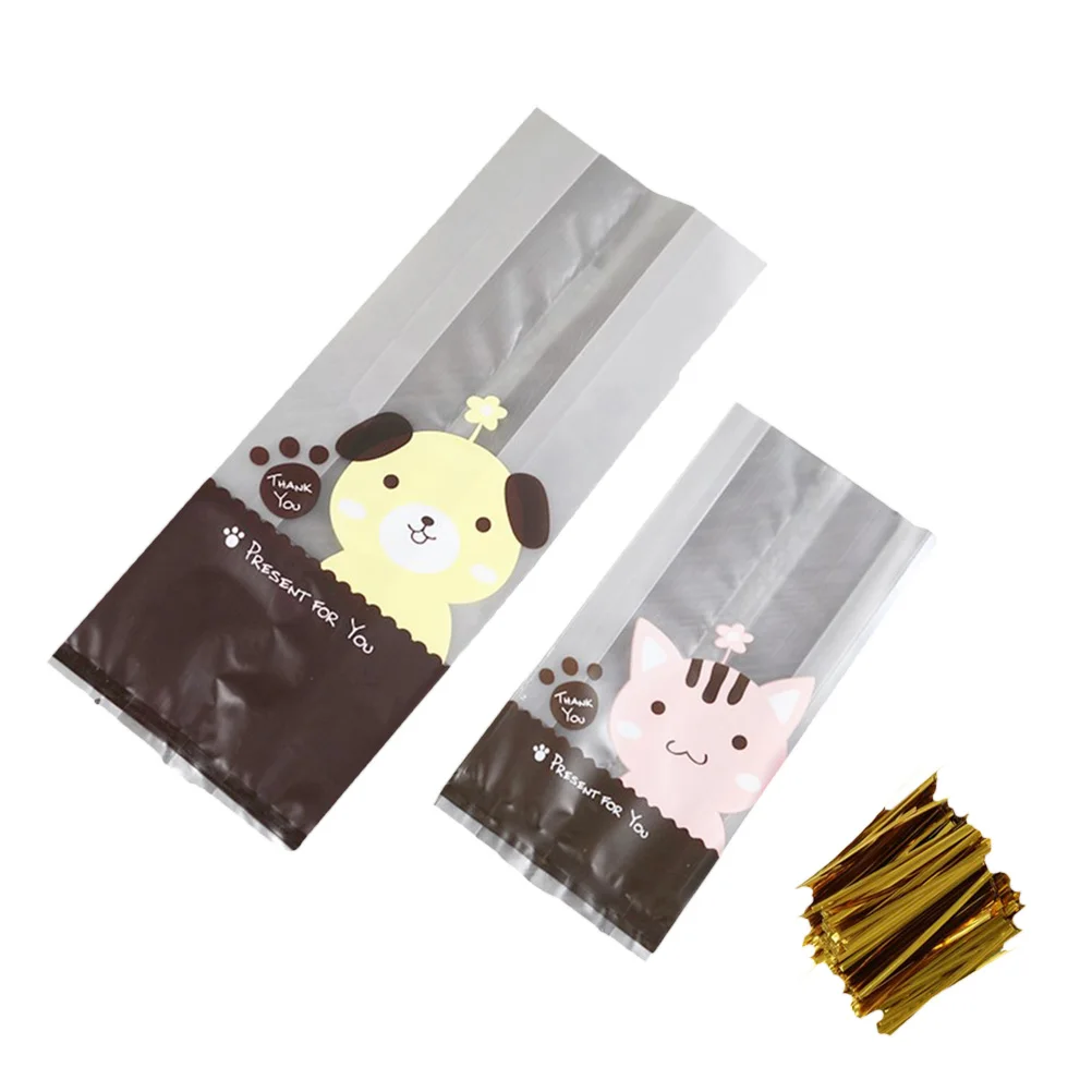 100pcs Gift Wrap Bags Storage Dull Polish Cute Beautiful Printing Packing Bag for Store Home |