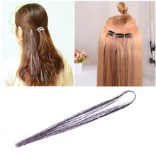 10 шт. волосы для наращивания блестящие прямые длинные цветные волосы для наращивания для девушек и женщин