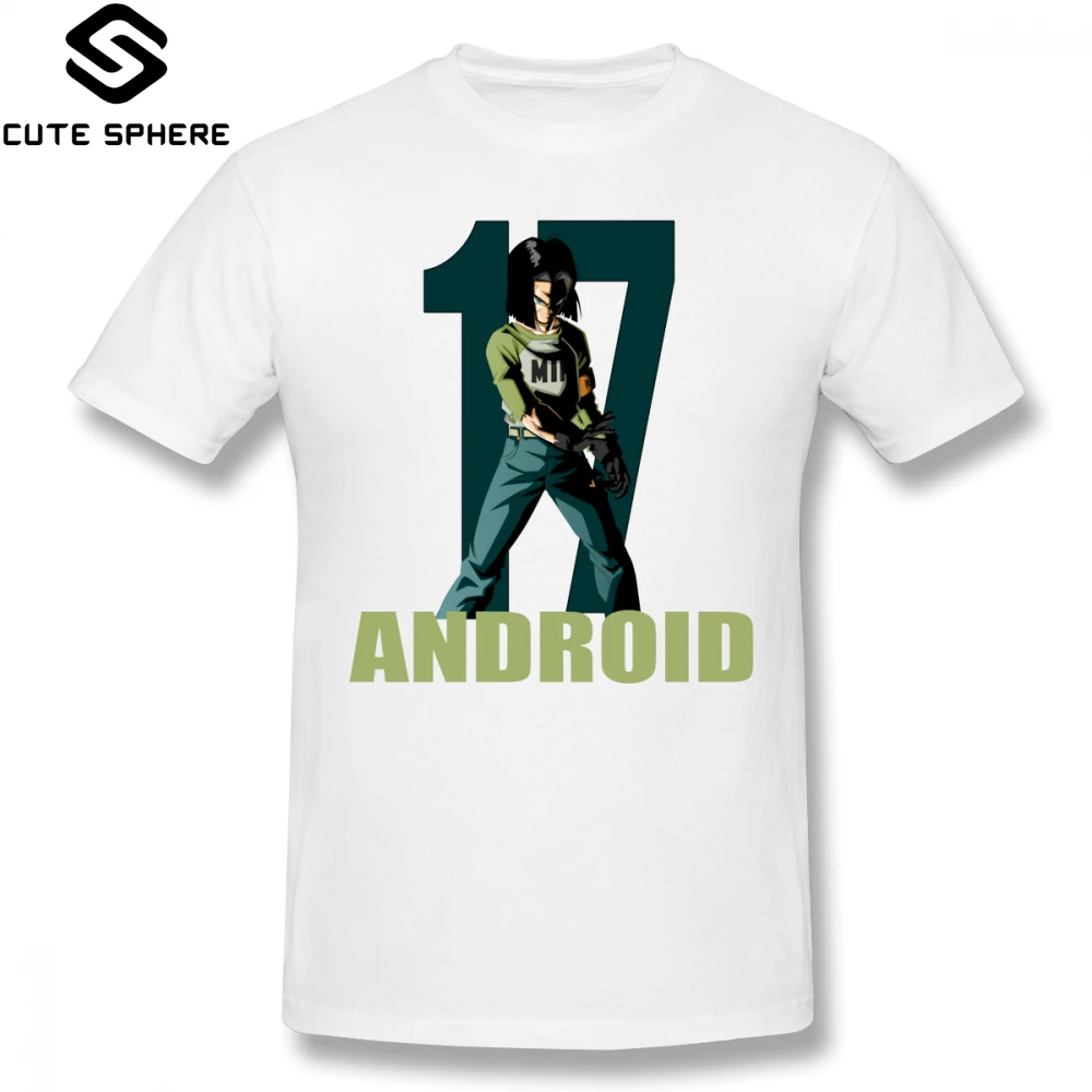 Android 17 T Shirt Cartoon Print Android 17 T-Shirt Plus size Men Tee Shirt Short Sleeve Funny Print Classic 100 Cotton Tshirt