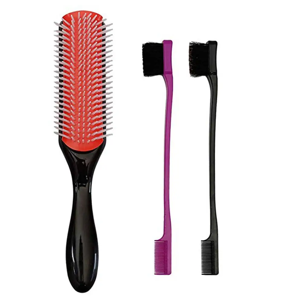 3 Pcs/set 9-Row Comb Teeth Cushion Hair Brush and Edge Brush Set Fashion Styling Comb Tool 3 Pcs/set 9-Row Comb Teeth Cushion Hair Brush and Edge Brush Set Fashion Styling Comb Tool