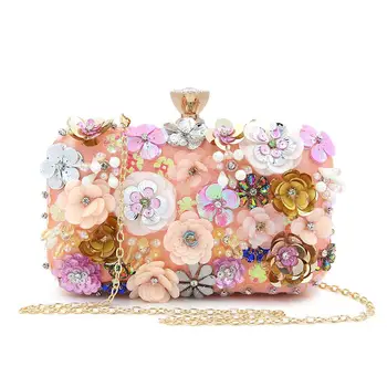 

Women Clutches Colorful Flower Evening Bag Sequins Satin Evening Clutch