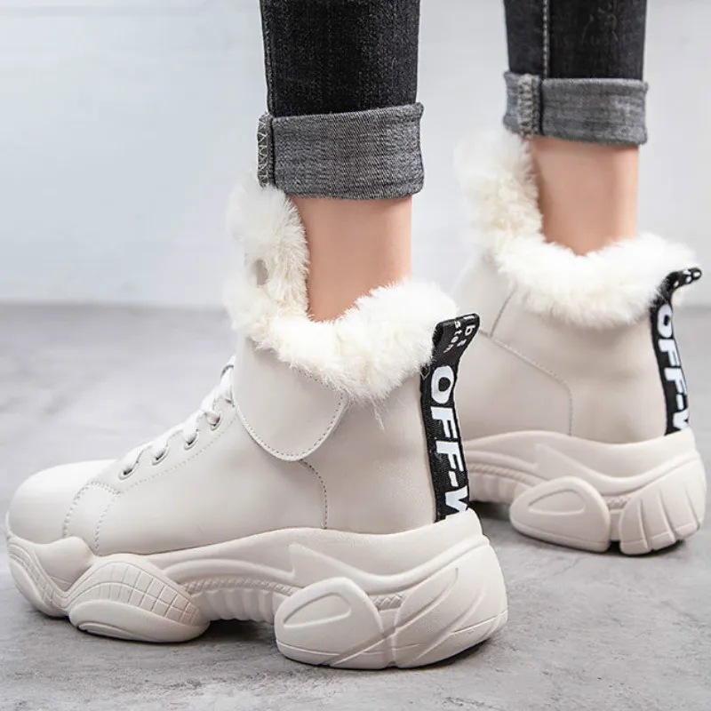 

Patent Leather women winter boots Round Toe ankle boots for women Wool women shoes Square heel fur boots women