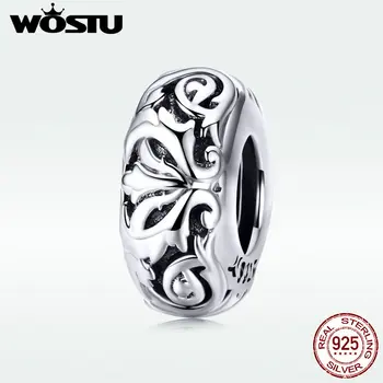 

WOSTU New Colletion Beads Authentic 925 Sterling Silver Genuine Silver Vintage Flower CZ Beads For Jewelry Making DXC1139