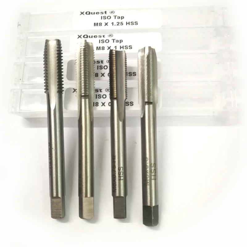 

XQuest 4pcs HSS Metric screw thread tap set M8 M8X1.25 M8X1 M8X0.75 M8X0.5 Right hand Fine Thread Machine taps 8X1 8X0.75 8X0.5