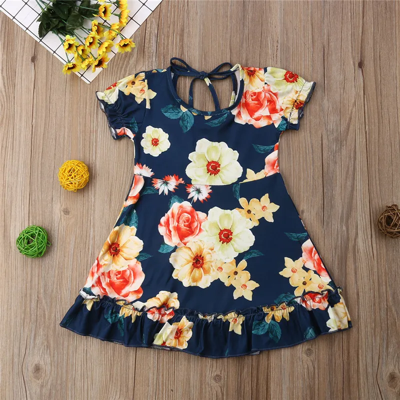 Toddler Infant Kids Baby Girls Floral Dress Princess Party Summer Casual Dresses