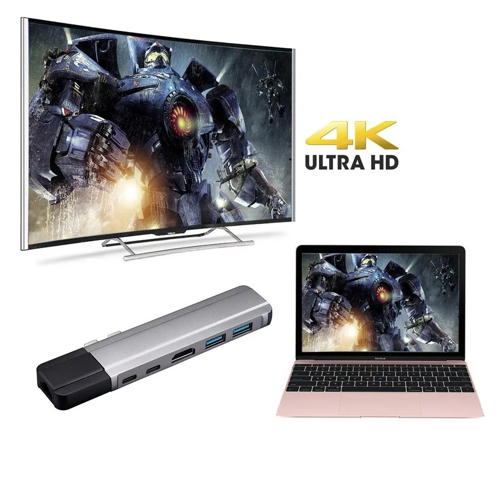 USB C концентратор Тип thuberborlt 3 адаптер к HDMI 4K Gigabit Ethernet с 1000 Мбит/с 0 порт зарядного