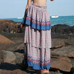 Юбка макси в стиле бохо Для женщин Элегантный Винтаж шифон Chic печати Стильный Повседневное Лето 2019 горячие пляжные длинные плиссированные