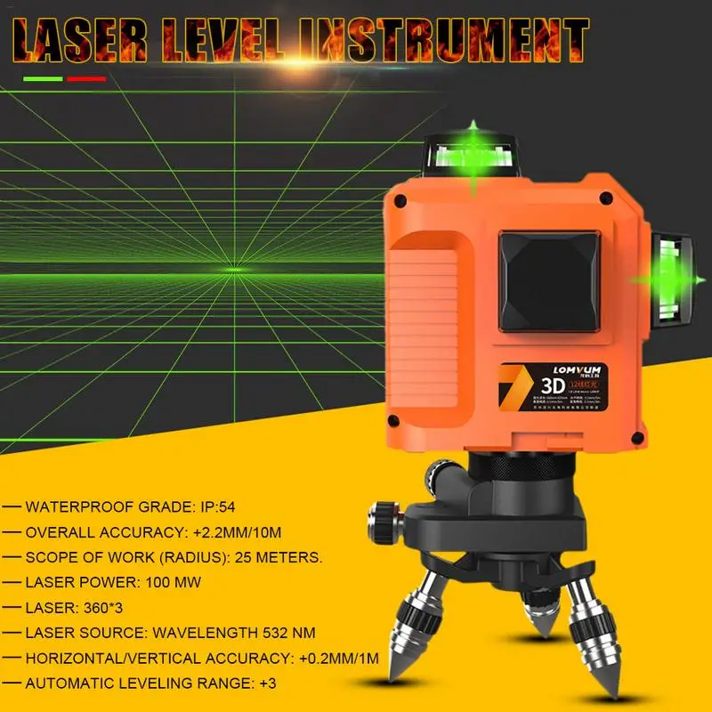 

3D Green Light Level Instrument High Precision Infrared Ray Laser Level 8-Line 12-Line Level Instrument #30