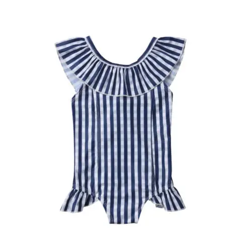 

Fashion Kids Baby Girls Striped Ruffles Off Shoulder Swimwear Swimsuit Bathing Suit Beachwear Baby One-Piece Suits