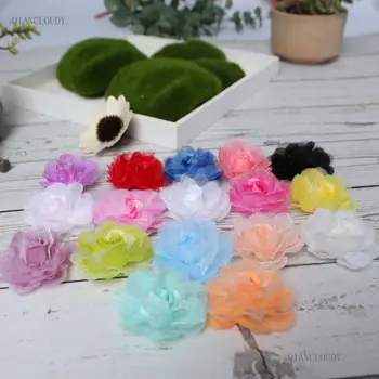 

500 pieces Artificial Gauze Camellia Flower Heads wedding decoration Birthday Party Decorative Faux Gifts hair accessory A64