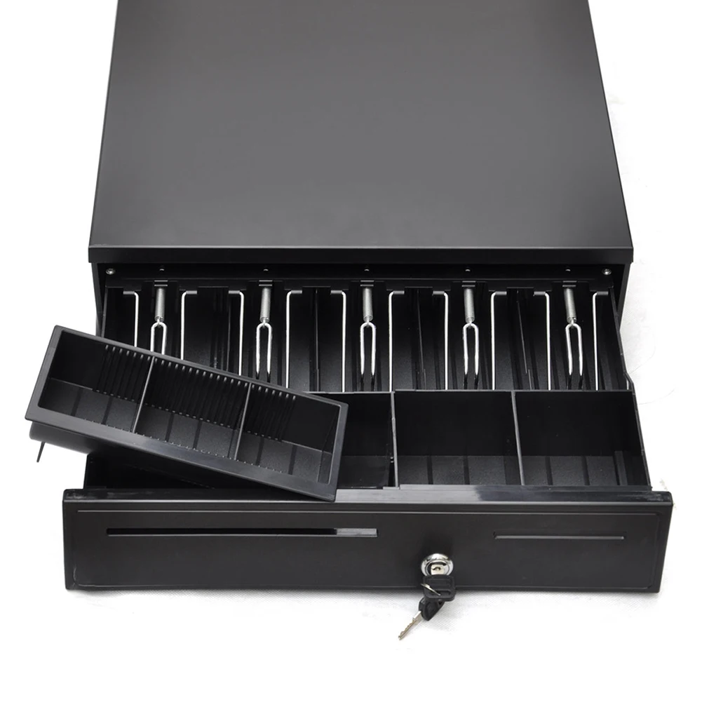 

Promotion! New Steel POS Cash Drawer Box w/ 5Bill/5Coin Tray Compatible POS Printers Black
